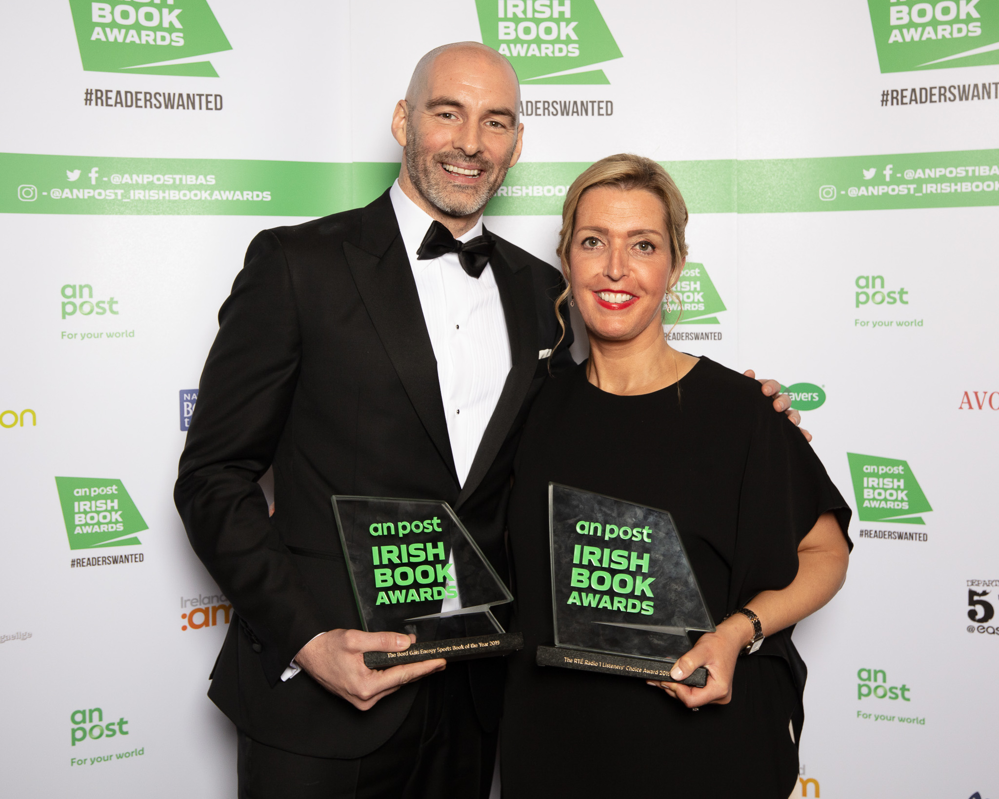 Richie Sadlier and Vicki Phelan pictured at the An Post Irish Book Awards