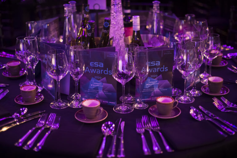 Table settings at the ESA Awards 2020